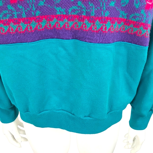 Vintage 80s Rose Pullover Sweatshirt Womens Grannycore Cottagecore Fairy Kei - Picture 10 of 13